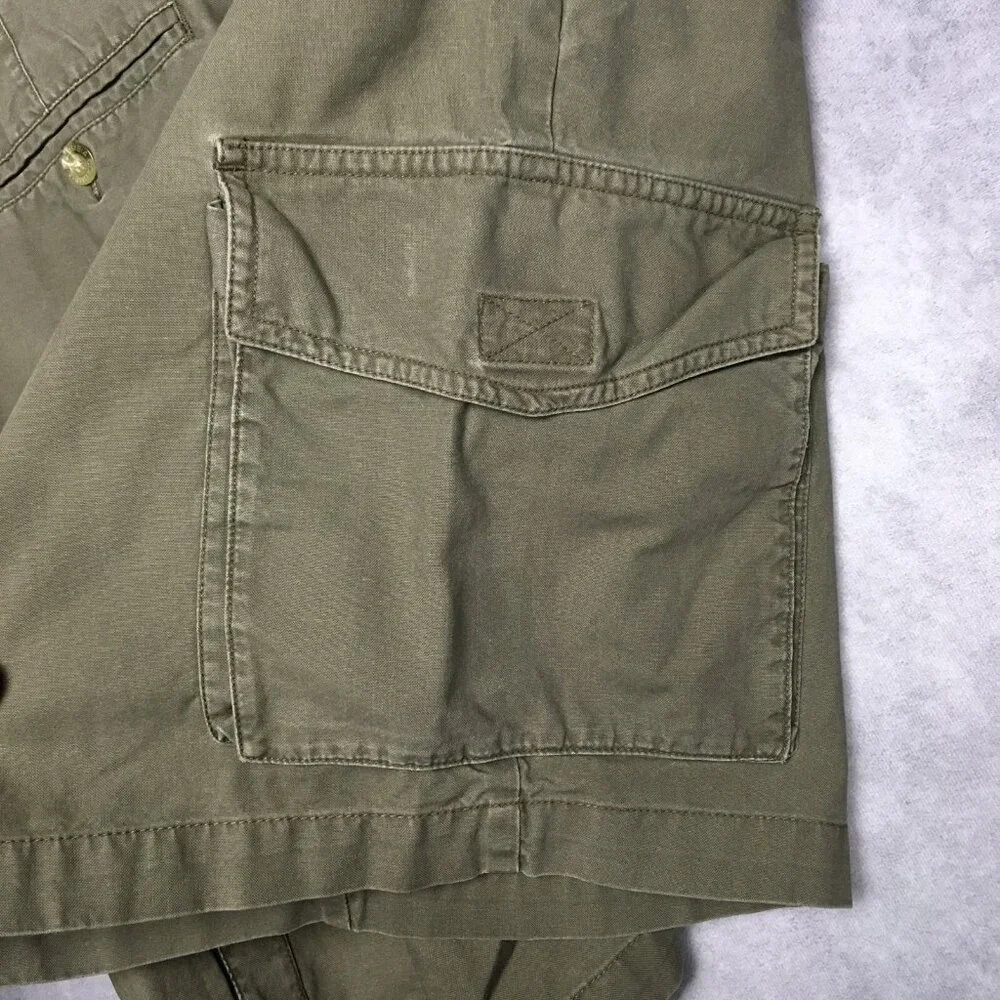 Columbia Mens Cargo Shorts size 34‎ Green Pleated Cotton Trail Summer